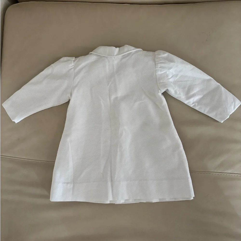 Vintage Sylvia Whyte Girls White Pique Tulip Jacket Coat Peter Pan Collar 2T